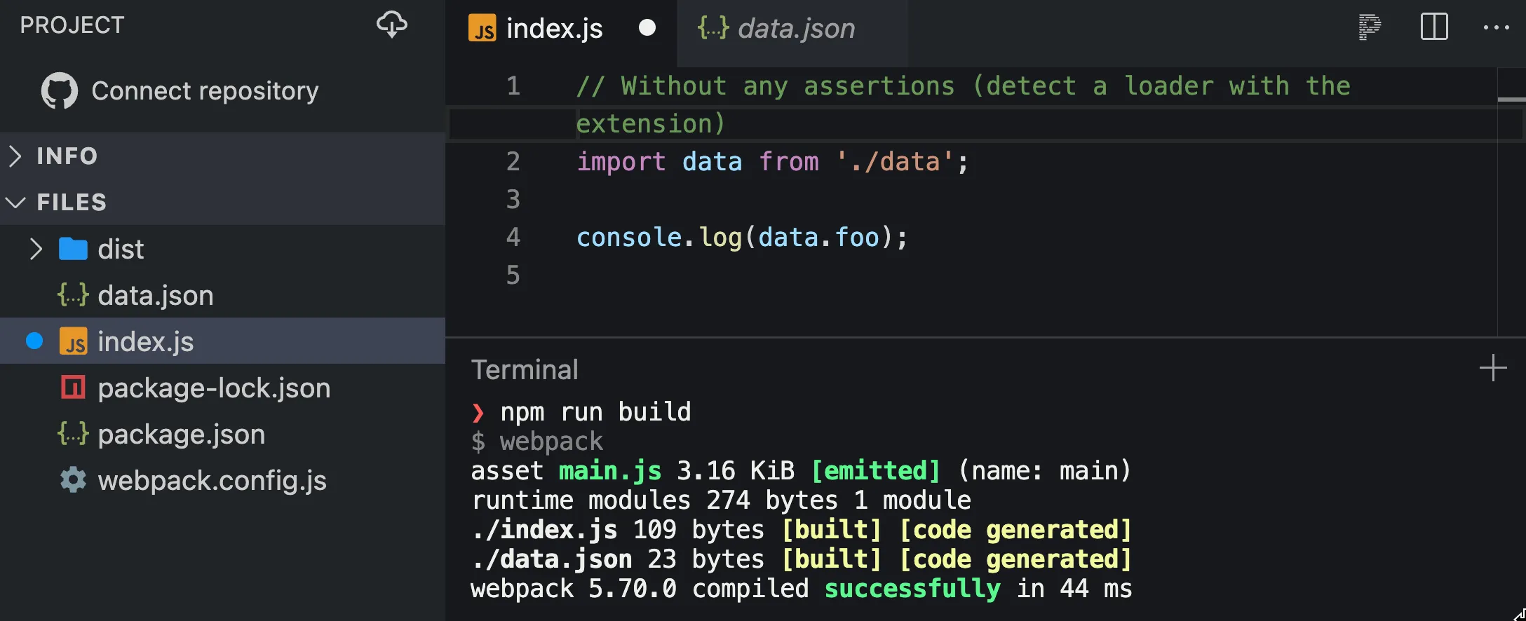 data.jsonのインポート（アサーションなし、拡張子省略）