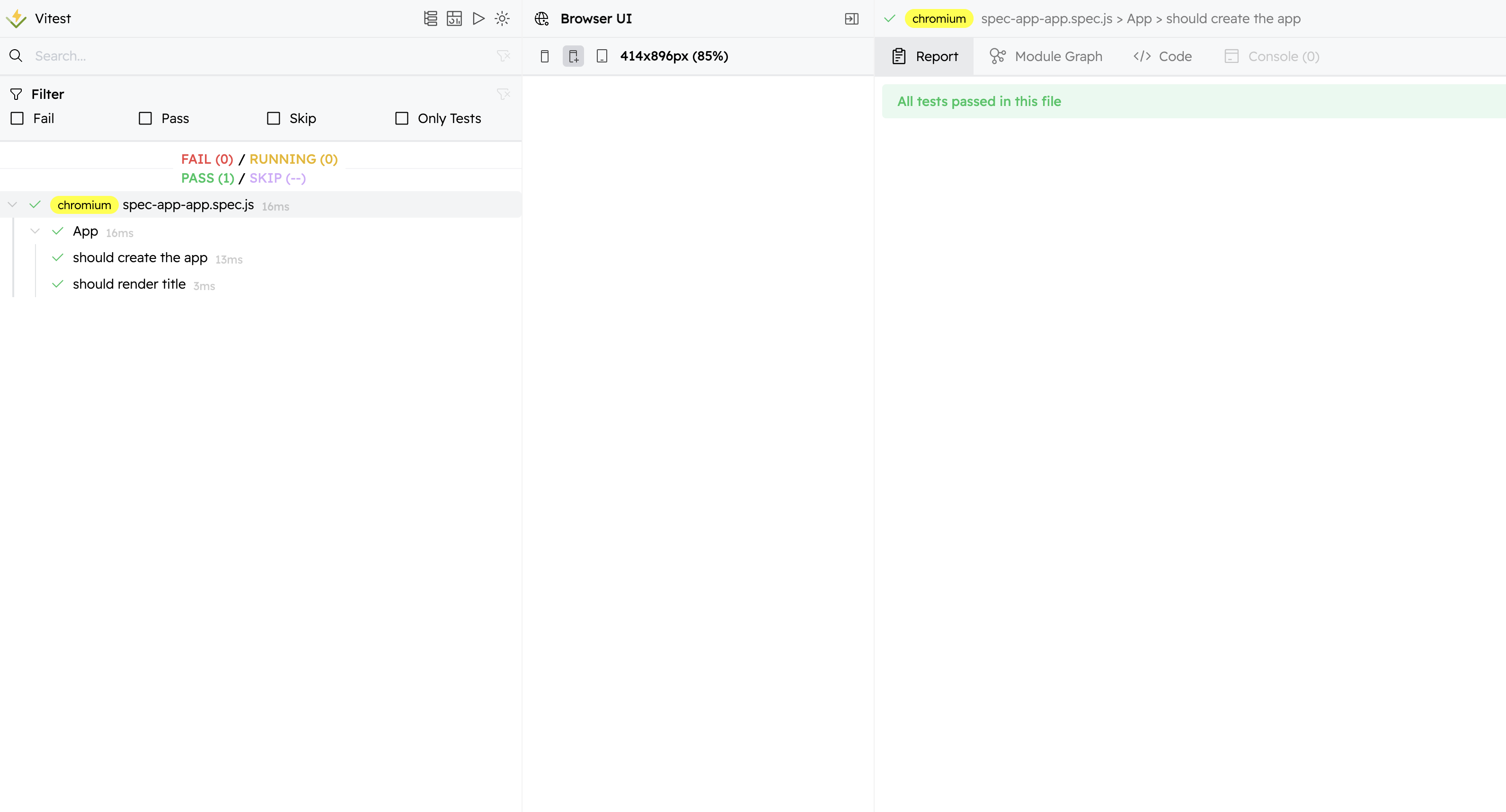ng testの実行中画面（Vitest）
