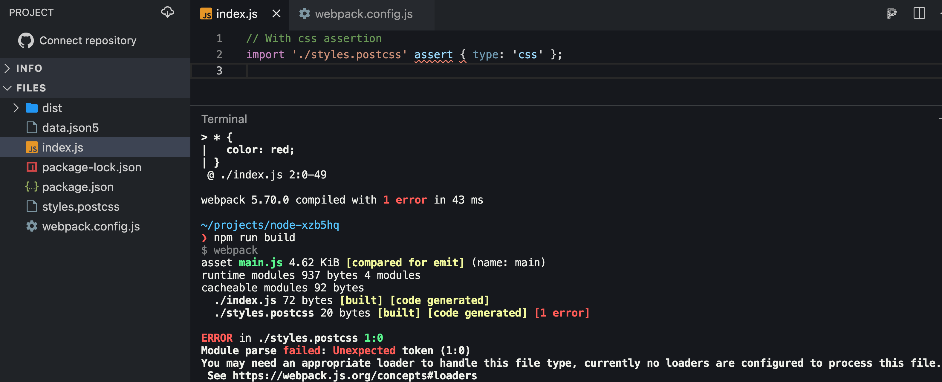 data.jsonのインポート(アサーションなし)